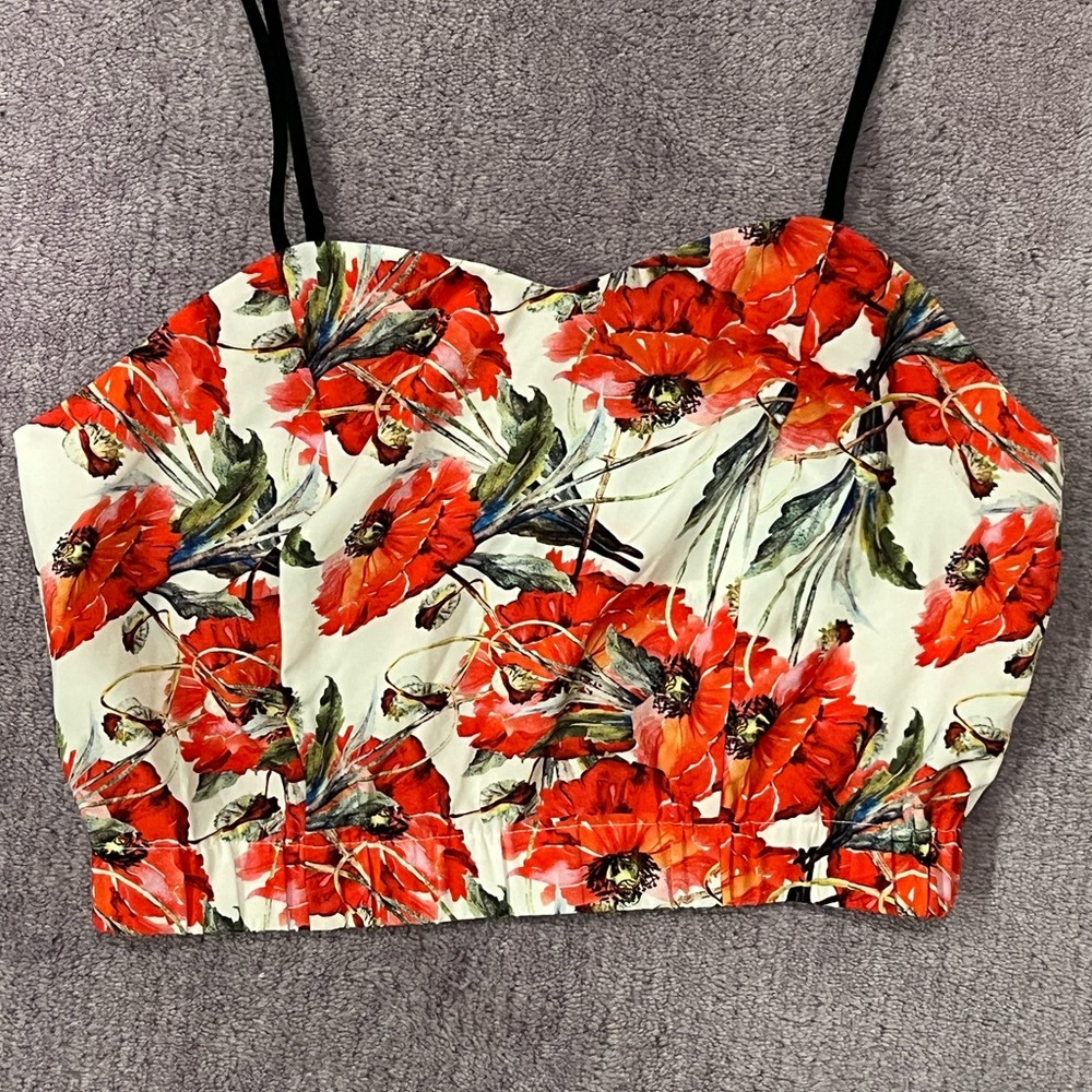 Clover Canyon Red Floral Camisole Bustier Top